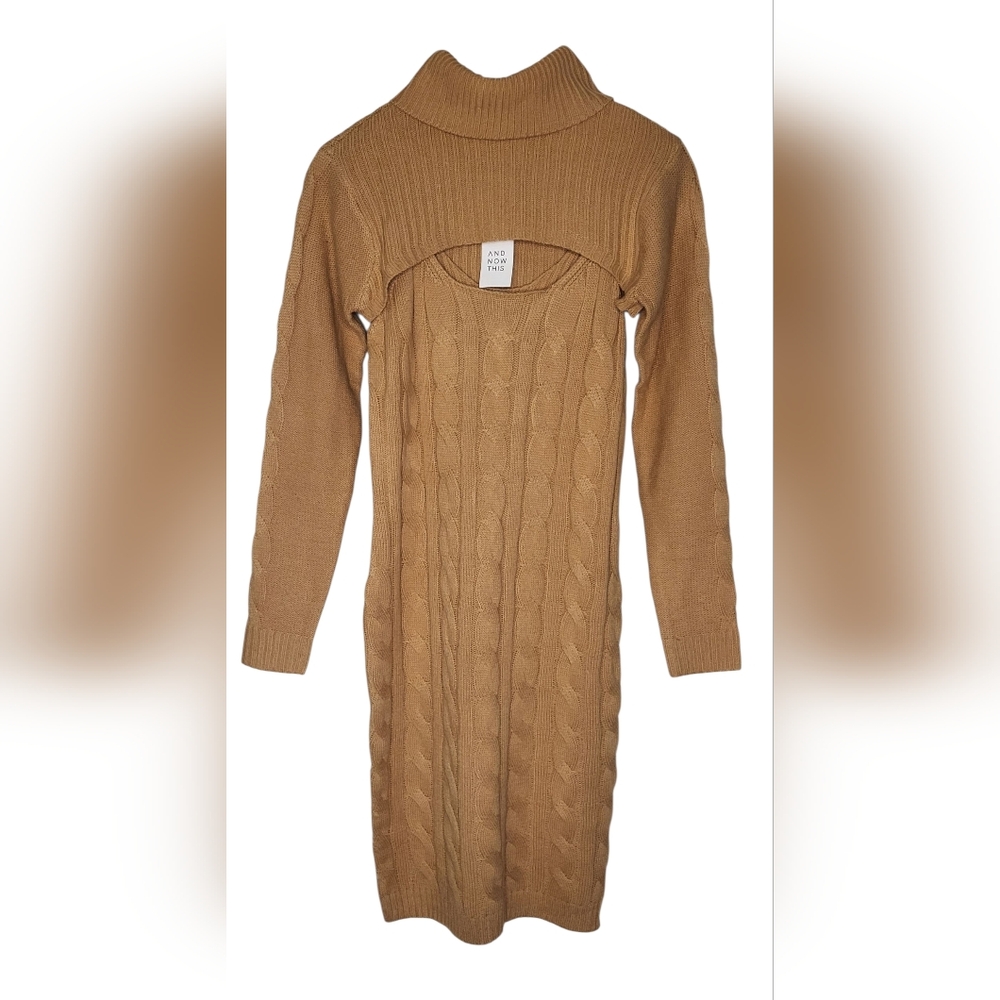 And Now This Women's Cheatnut Cable Knit 2 Piece Midi Dress - Medium - New